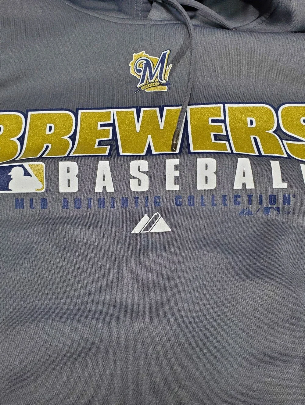 Milwaukee Brewers Gray Hoodie Sweatshirt XL Thermaltake Polyester Majestic